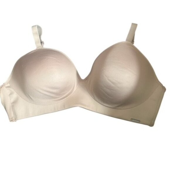 Halston Womens Bra 36D Beige Taupe Comfort Wireless Lightly Padded T-Shirt NWOT - Picture 1 of 4
